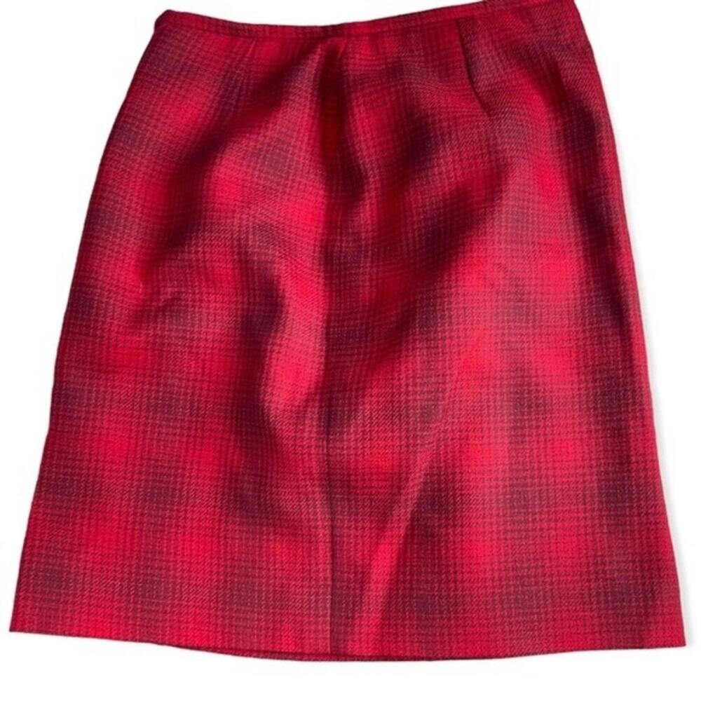 Academic Red plaid vintage 100% wool pencil‎ skirt size 12